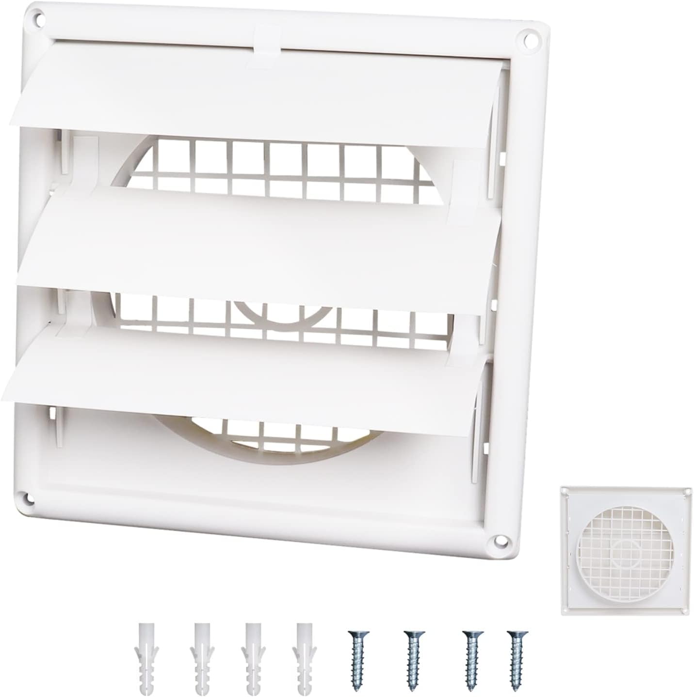 4-Inch Outside Dryer Vent Cover with Louvered Flap & Built-in Bird Guard