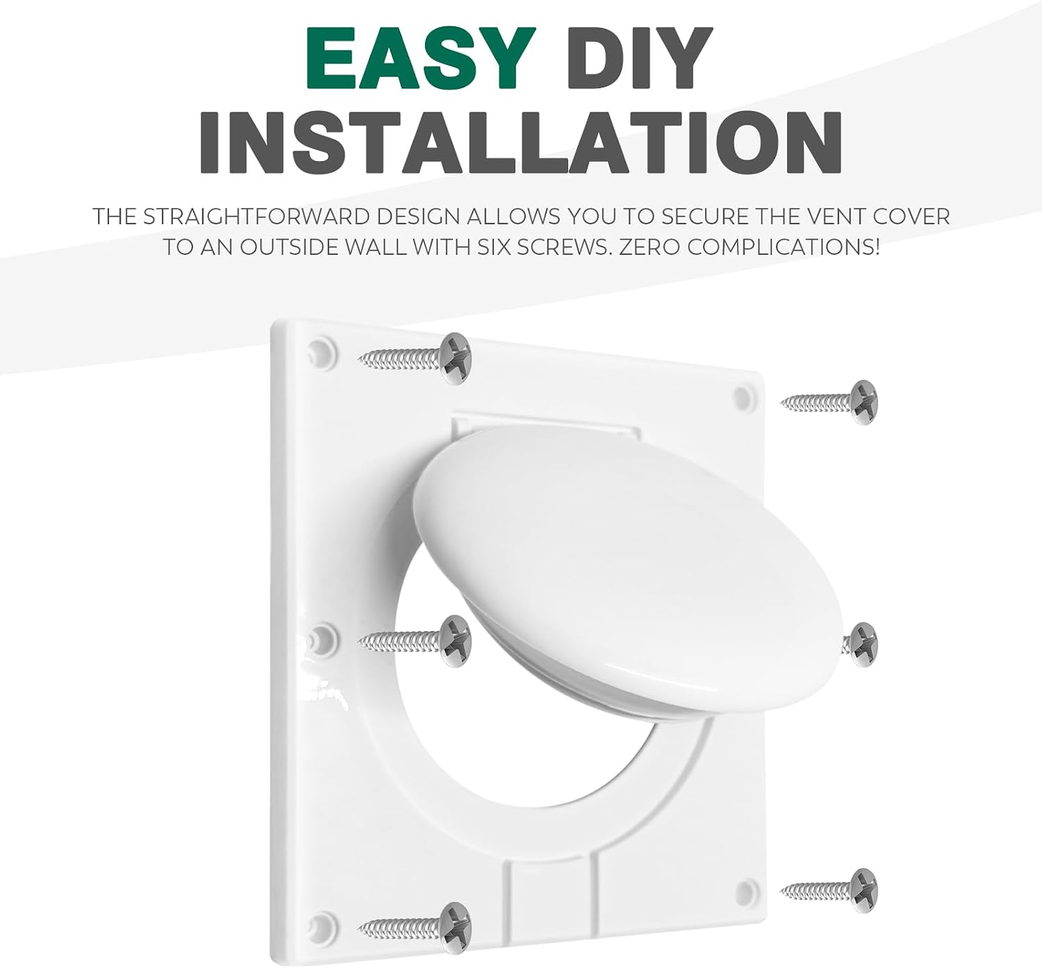 Dryer Vent Cover 4 Inch, Outdoor Dual Flap Vent Hood - White Plastic Exhaust Vent Cap