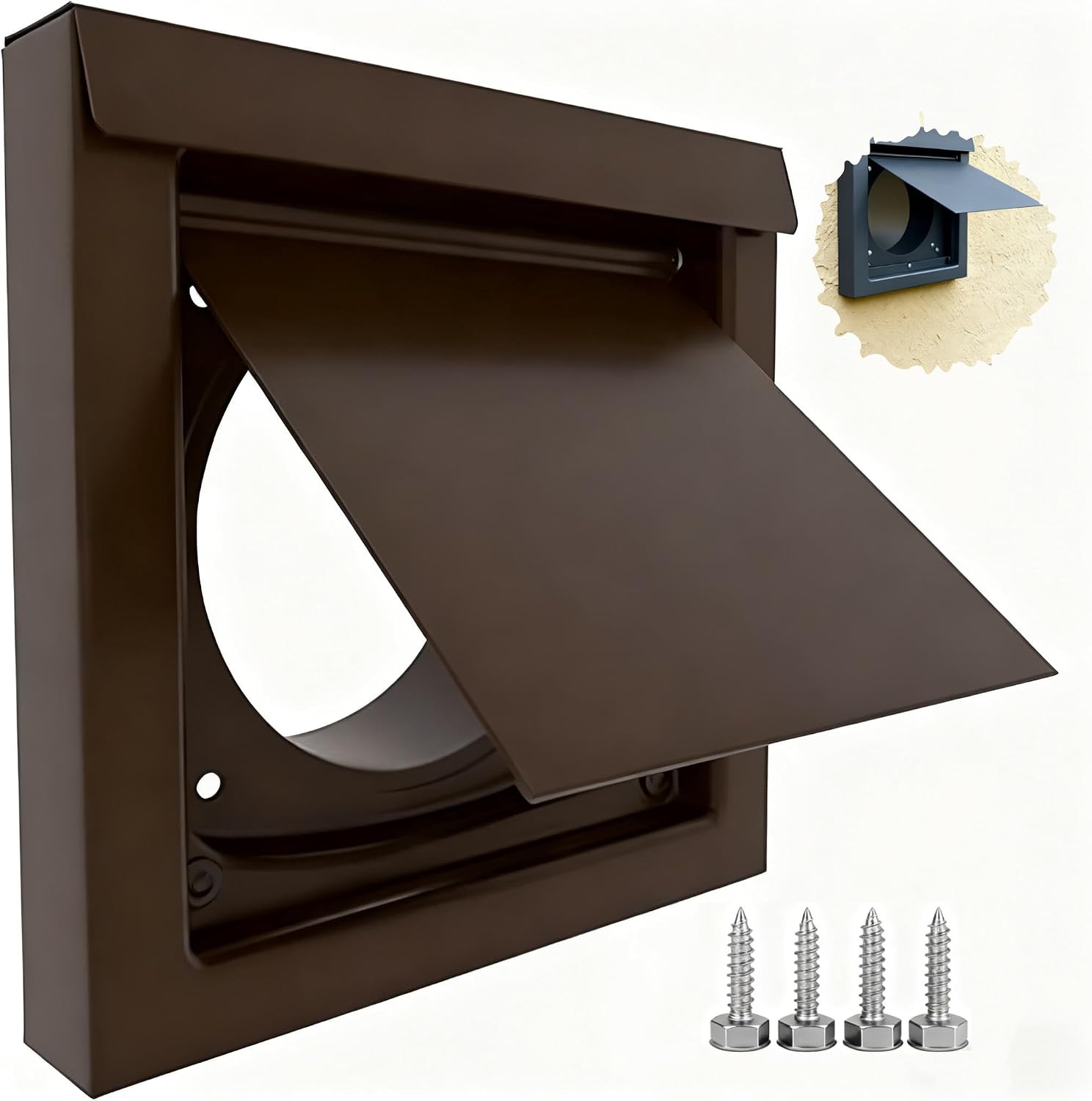 Magnetic Dryer Vent Cover 4 Inch Wall Vent Cap, Low Profile Outdoor Dryer Vent Cover-Black
