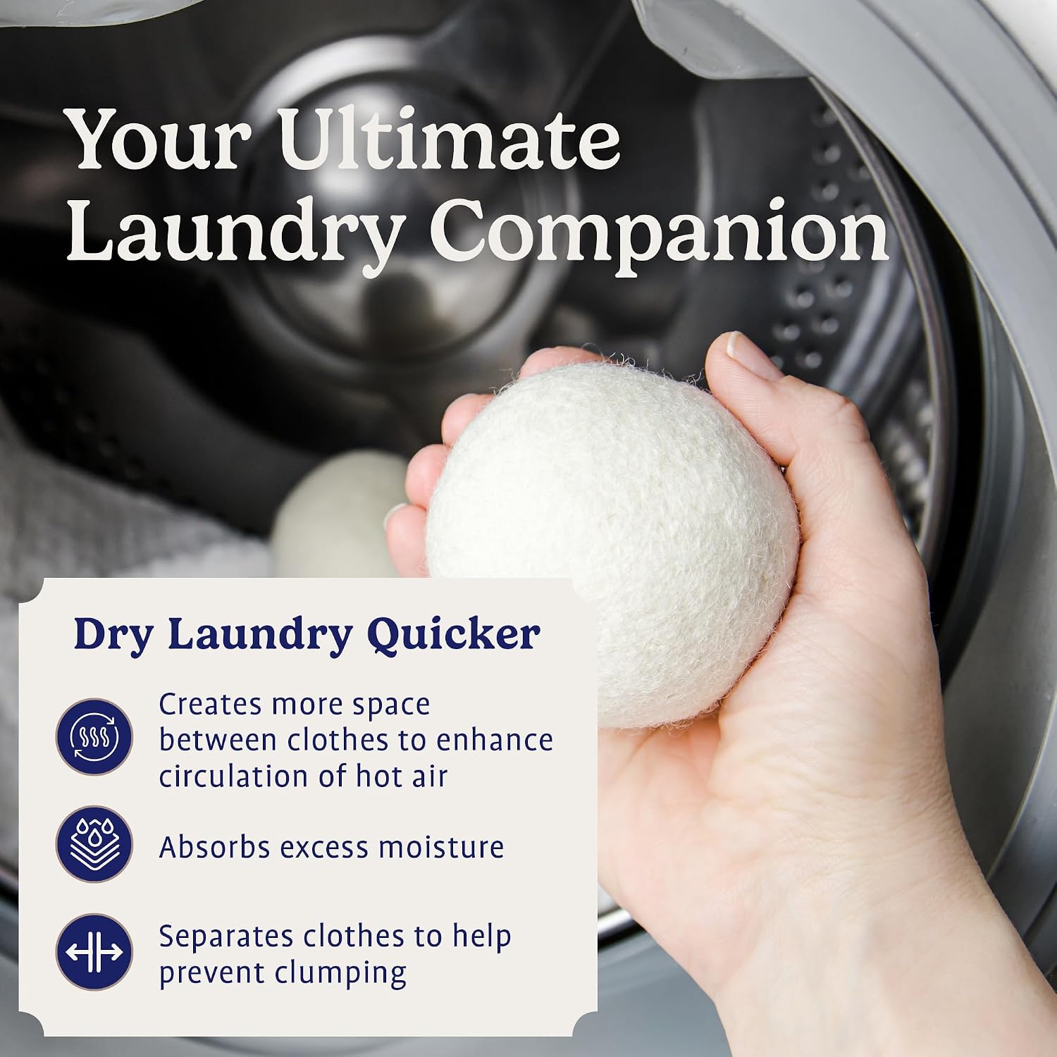 Handy Laundry Wool Dryer Balls 6-Pack, Reusable Natural Fabric Softener